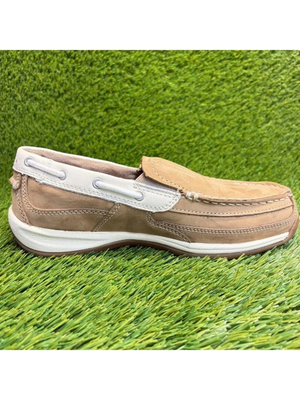 Rockport Sailing Club Womens Size 9.5D Beige Casual Steel Toe Work Boat Shoes